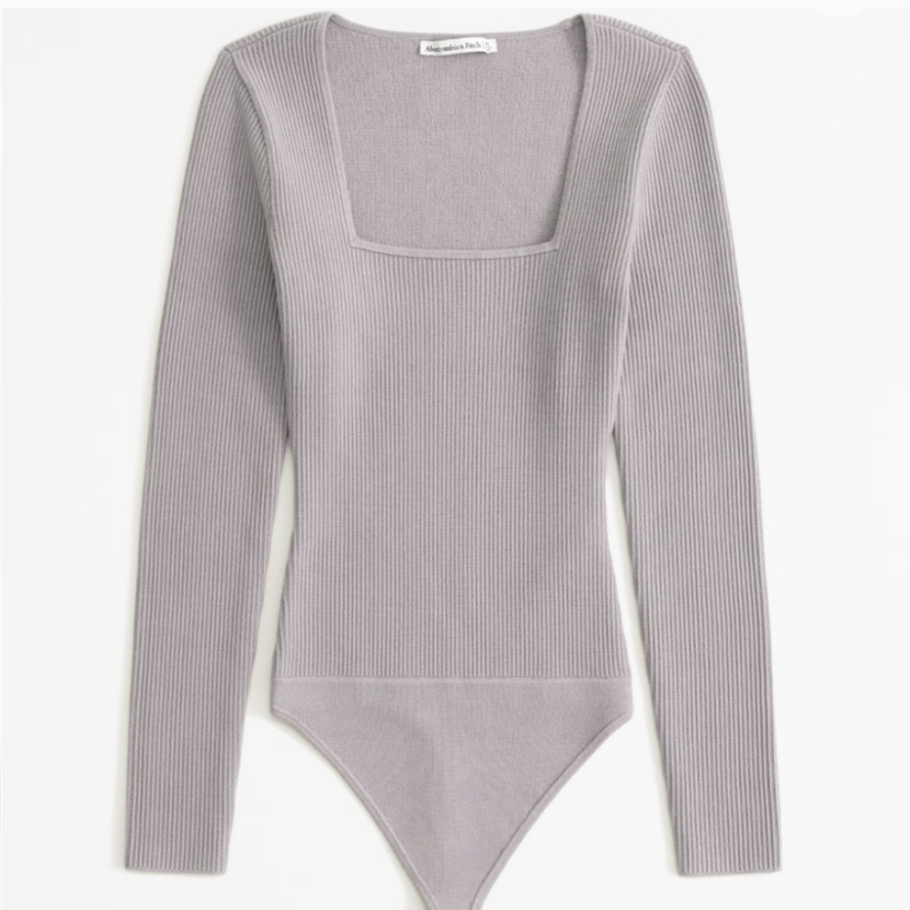 Abercrombie & Fitch Light Gray Ribbed Bodysuit